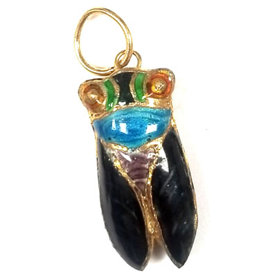 ENAMEL CICADA 13X29MM BLACK